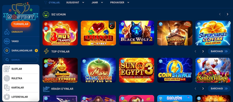 Mostbet Uzbekistan slotlari – real pulga va bepul o‘yinlar